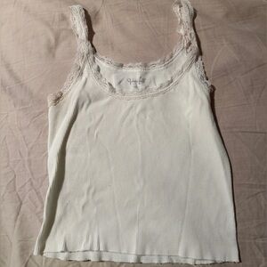 John Galt Lace Trim White Tank Top
